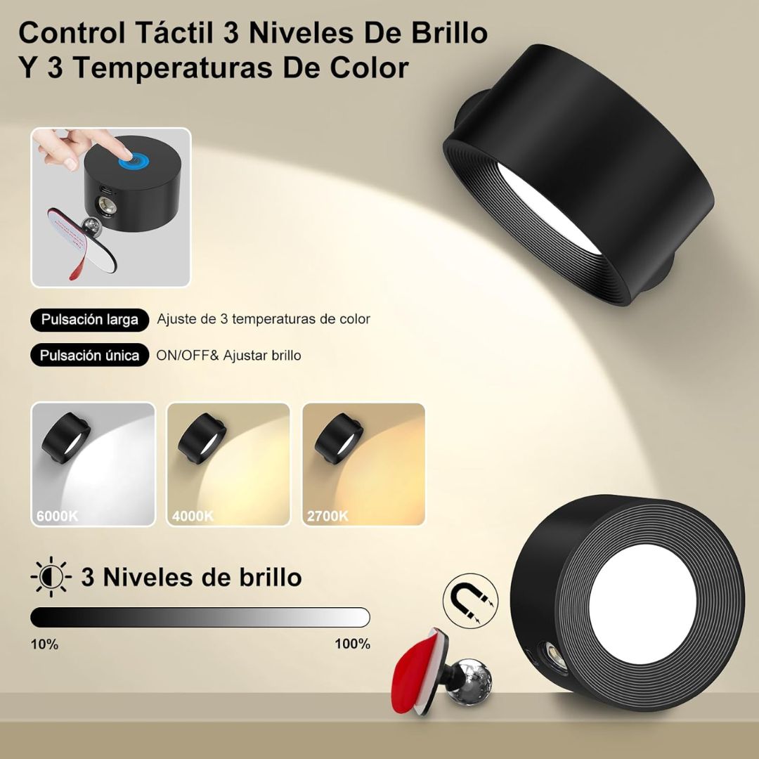 Lampara LED Portatil y Recargable 360º